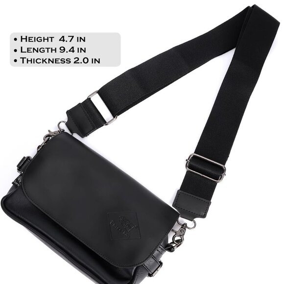 Men's Leather Shoulder Crossbody Bag, Daytime Small Wallet Backpack, Anti-theft - Picture 5 of 7